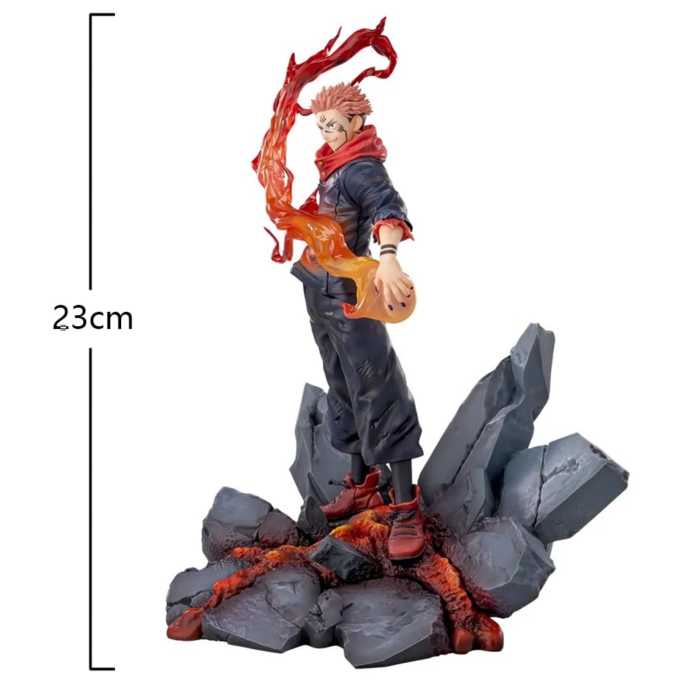 Itadori Yuji Figure Statue JJK Figure, 1/7 Scale Anime Ryomen Sukuna Figure Fighting Scene Sculpture Handmade Collectible Desktop Decoration Gifts for Fans