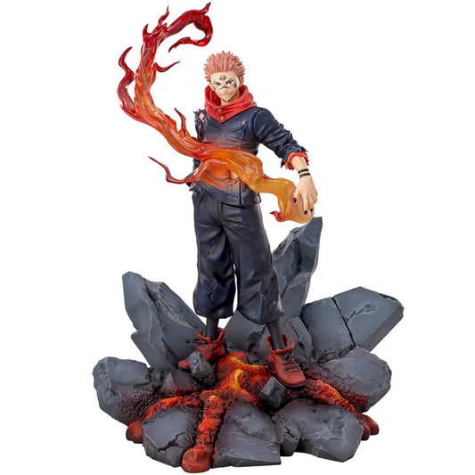 Itadori Yuji Figure Statue JJK Figure, 1/7 Scale Anime Ryomen Sukuna Figure Fighting Scene Sculpture Handmade Collectible Desktop Decoration Gifts for Fans